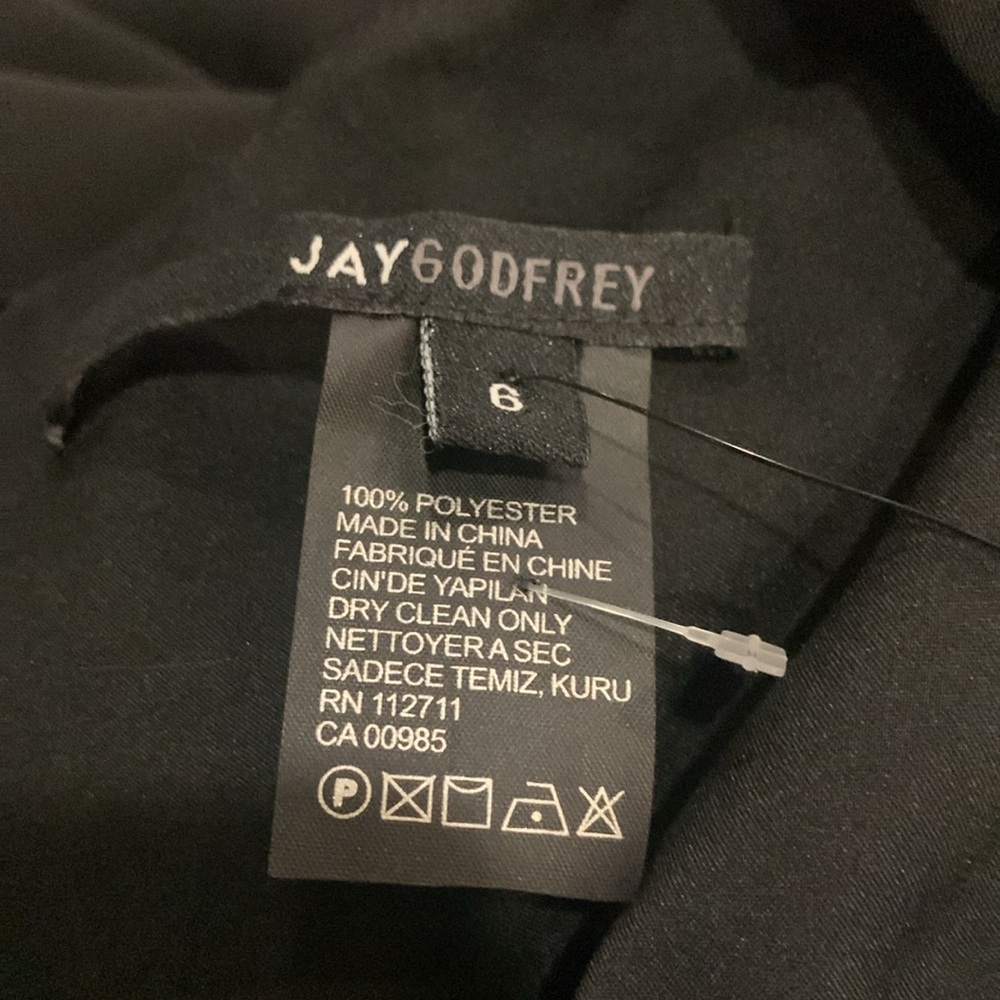 NWT JAYGODFREY GOLDWYN RUFFLE-SLEEVE V-NECK JUMPSUIT IN BLACK SIZE 6 - Picture 6 of 7